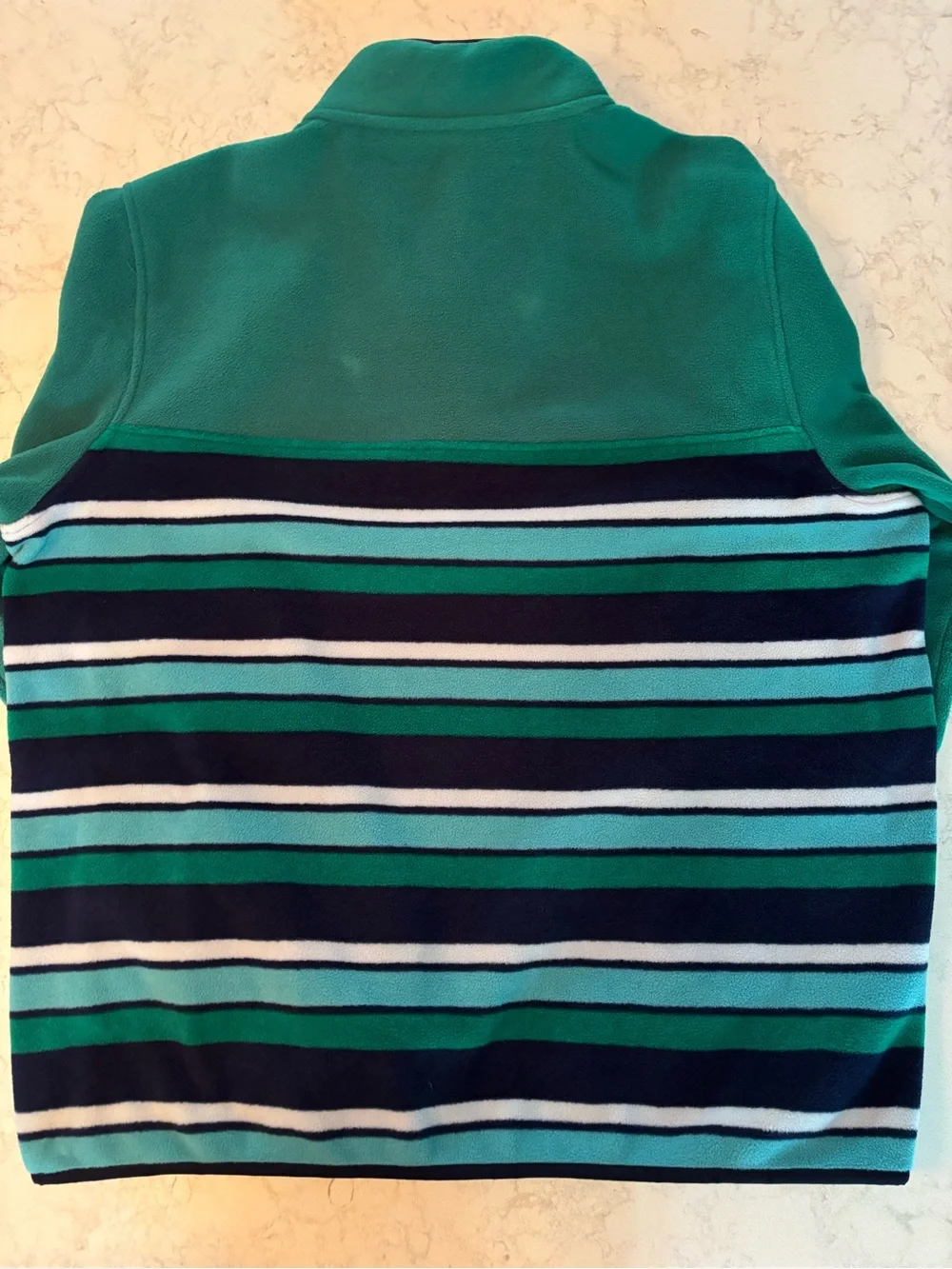Lands' End Teal & Navy Striped Fleece Pullover-L